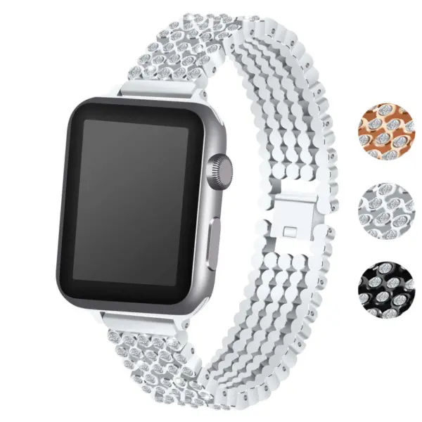 Stylish Spotlight Bracelet for Apple Watch, made of metal. Compatible with Series 1, 4, 5, 7, 8, Ultra, SE, Ultra 2. Available in various sizes and colors