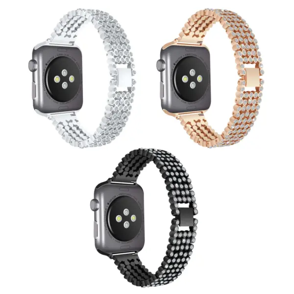 A.m16 All Colour StrapsCo Alloy Metal Link Watch Bracelet Band With Rhinestones For Apple Watch Series 1234 38mm 40mm 42mm 44mm