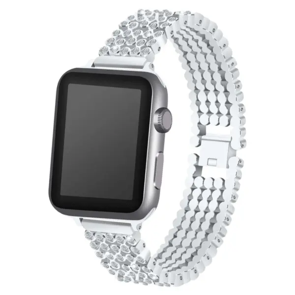 A.m16.ss Main Silver StrapsCo Alloy Metal Link Watch Bracelet Band With Rhinestones For Apple Watch Series 1234 38mm 40mm 42mm 44mm