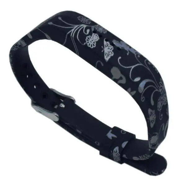 Fb.r6.l Patterned Silicone Strap For Flex 2 In Silver Butterfly
