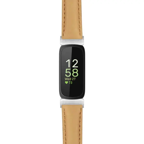 st19 Beige Main StrapsCo Everyday Leather Watch Band Strap For Fitbit Inspire 3