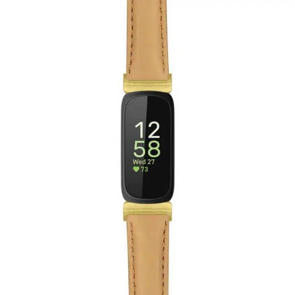 fb.in3.st19 Main Beige StrapsCo Womens Smooth Leather Gold Adapter Watch Band Strap 14mm
