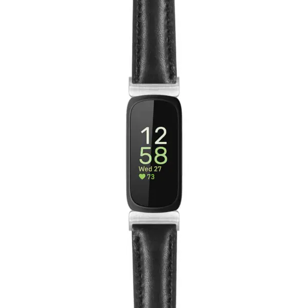 Everyday Leather Strap for Fitbit Inspire 3 featuring a sleek black design, perfect for adding a touch of elegance to your fitness tracker while ensuring comfort and durability