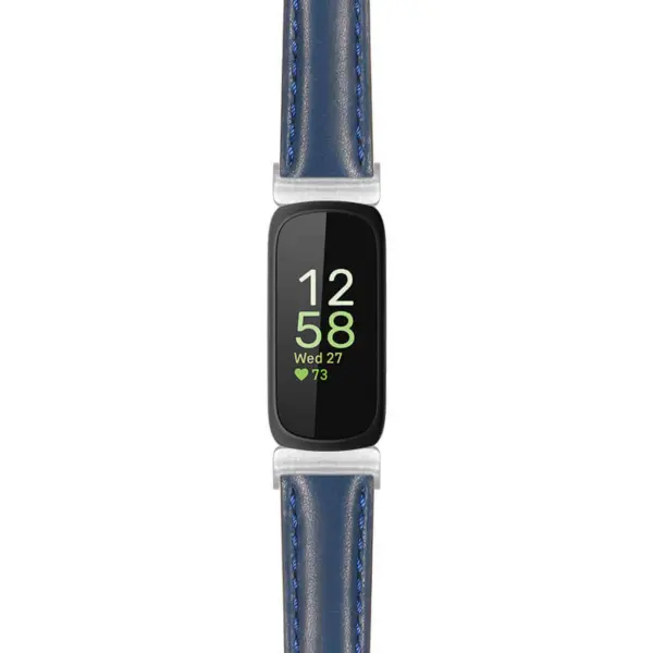 st19 Blue Main StrapsCo Everyday Leather Watch Band Strap For Fitbit Inspire 3