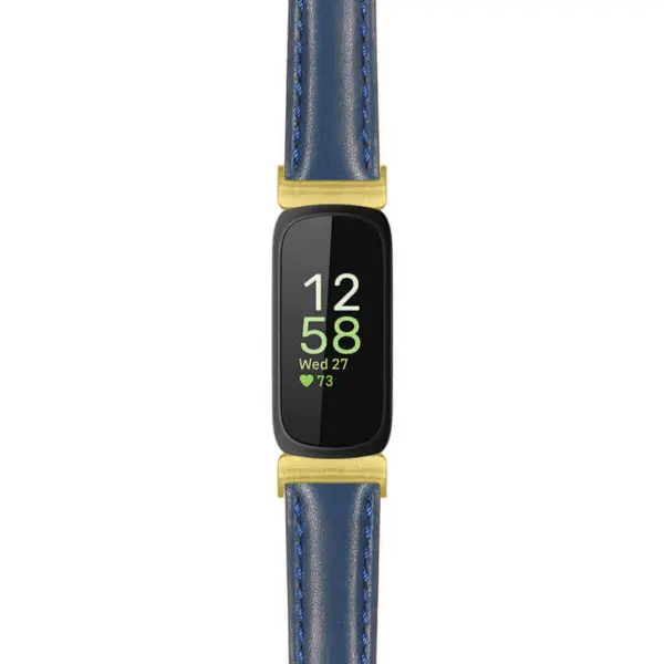 fb.in3.st19 Main Blue StrapsCo Womens Smooth Leather Gold Adapter Watch Band Strap 14mm