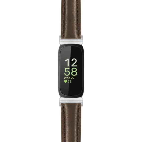 Everyday Leather Strap for Fitbit Inspire 3 featuring a sleek brown design, perfect for a stylish and comfortable fit while tracking your activities and notifications