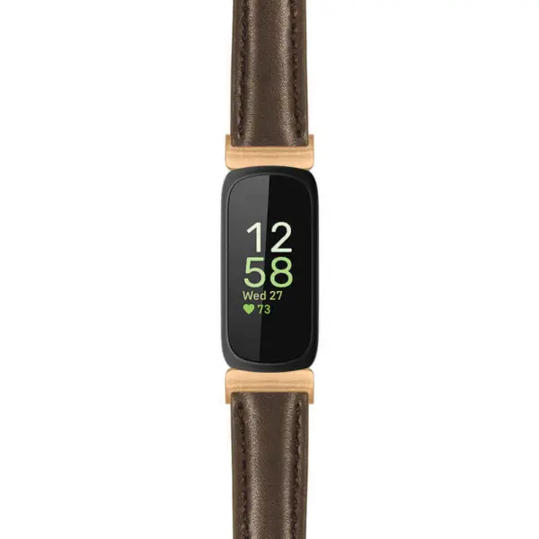 fb.in3.st19 Main Brown StrapsCo Womens Smooth Leather Rose Gold Adapter Watch Band Strap 14mm