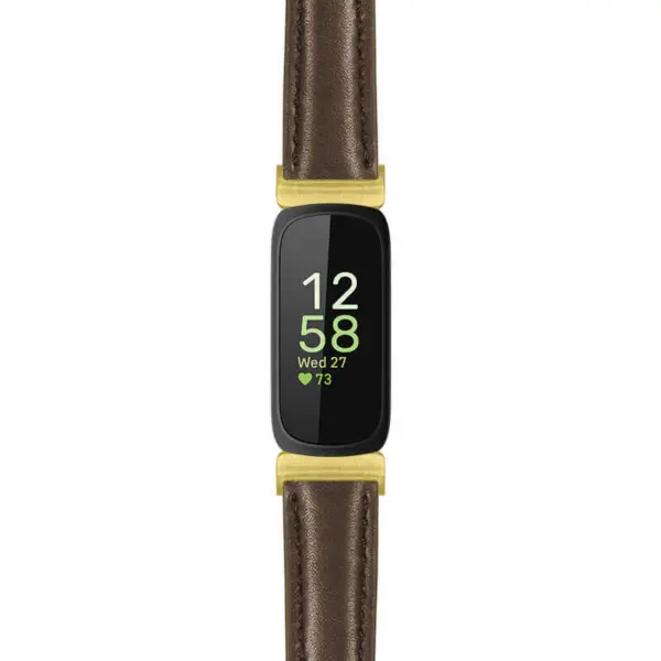 fb.in3.st19 Main Brown StrapsCo Womens Smooth Leather Gold Adapter Watch Band Strap 14mm