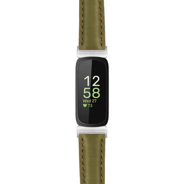 st19 Dark Green Main StrapsCo Everyday Leather Watch Band Strap For Fitbit Inspire 3