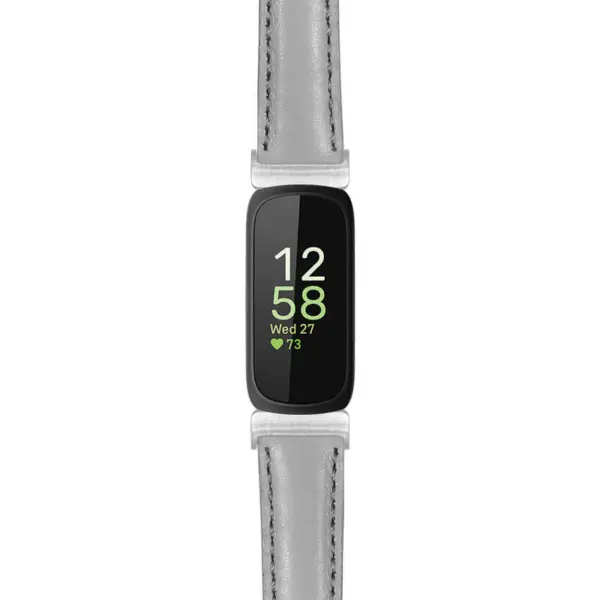 st19 Grey Main StrapsCo Everyday Leather Watch Band Strap For Fitbit Inspire 3
