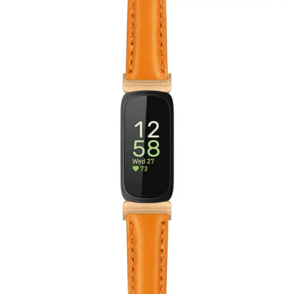 fb.in3.st19 Main Orange StrapsCo Womens Smooth Leather Rose Gold Adapter Watch Band Strap 14mm