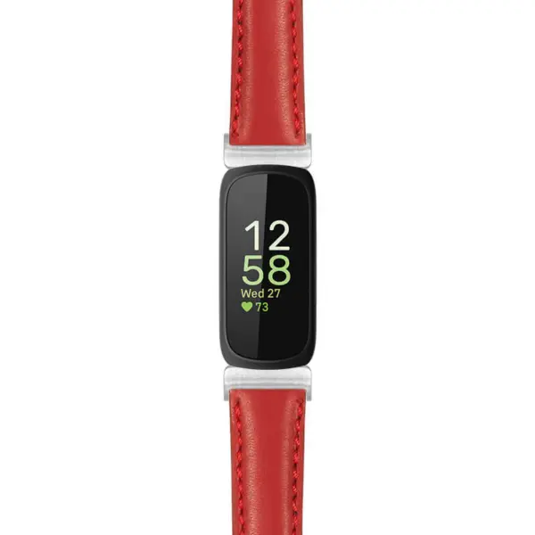 st19 Red Main StrapsCo Everyday Leather Watch Band Strap For Fitbit Inspire 3