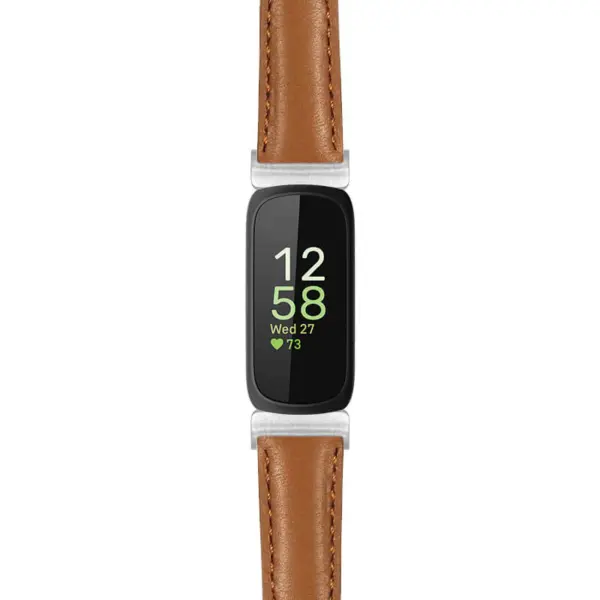 st19 Tan Main StrapsCo Everyday Leather Watch Band Strap For Fitbit Inspire 3