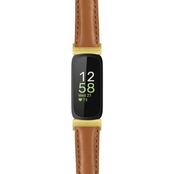 fb.in3.st19 Main Tan StrapsCo Womens Smooth Leather Gold Adapter Watch Band Strap 14mm
