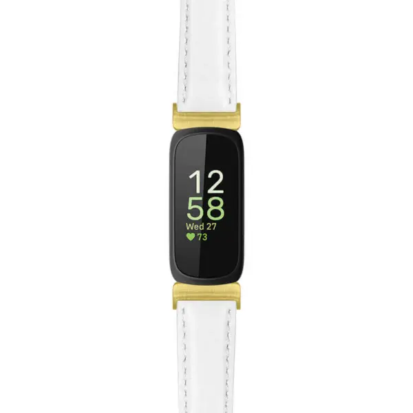fb.in3.st19 Main White StrapsCo Womens Smooth Leather Gold Adapter Watch Band Strap 14mm