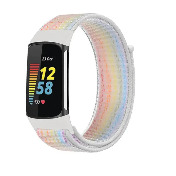 Everyday Nylon Strap for Fitbit Charge 5 features a colorful, lightweight design, perfect for daily wear. It combines comfort and style, enhancing your fitness tracker experience