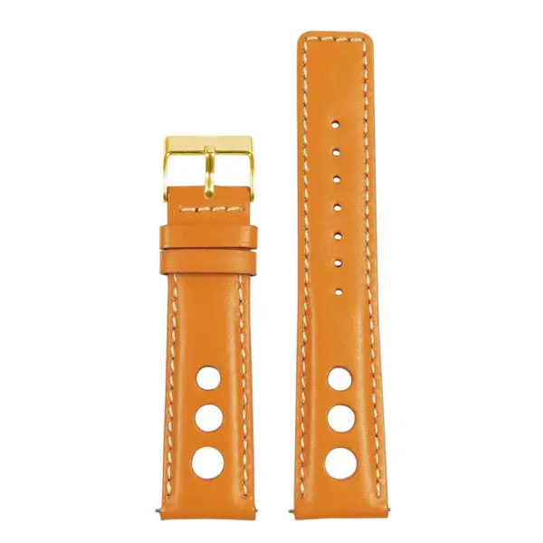 Stylish leather rally strap with quick release feature, available in sizes 18mm to 24mm. Perfect for enhancing your watch's look with a touch of elegance